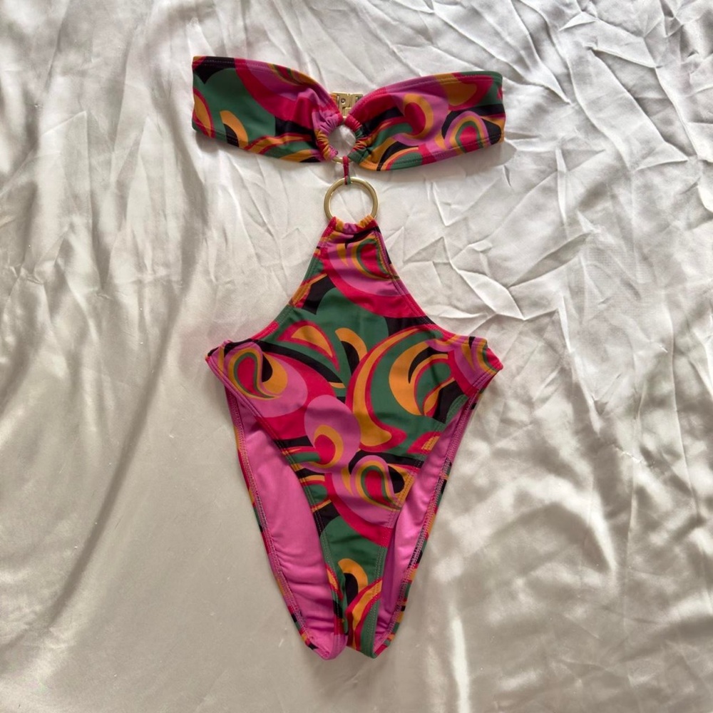 Jaded London high cut strapless bandeau one piece swimsuit